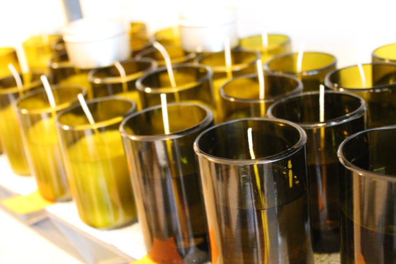 Green Flat Bottom 12oz Recycled Wine Bottle Glasses – Wine Punts